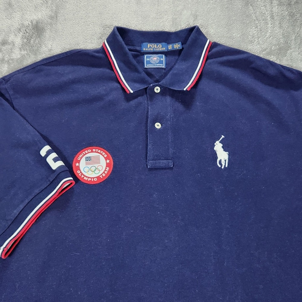 Polo Ralph Lauren‎ United States Olympic Team Shirt Mens 2XL Blue USA Rio 2016